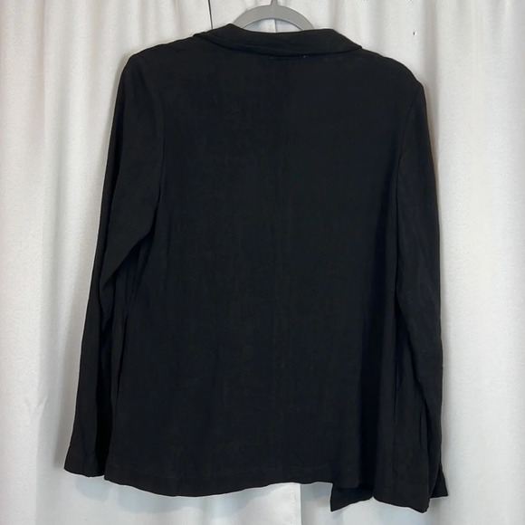 New Lush Black Waterfall Linen Blend Crepe Blazer Size Small - Picture 5 of 5